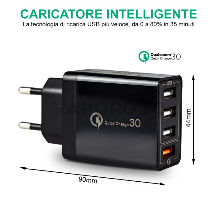 Adattatore a Muro USB a 4 Porte Universale Rapido