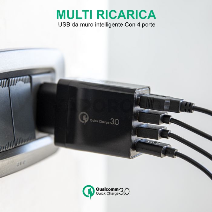 Adattatore a Muro USB a 4 Porte Universale Rapido