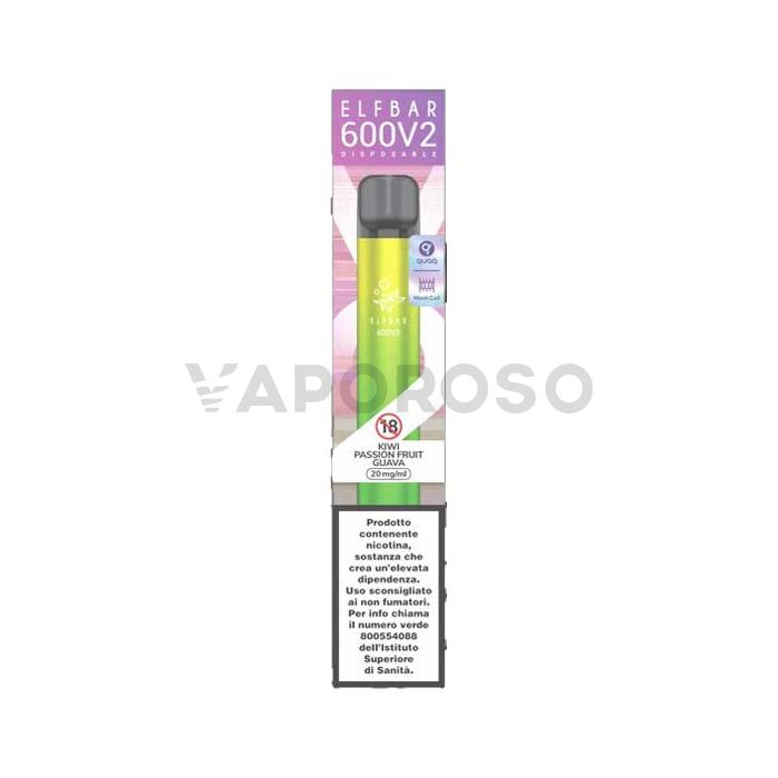 ElfBar 600 V2 Kiwi Passion Fruit Guava - 600 Puff - Usa e Getta