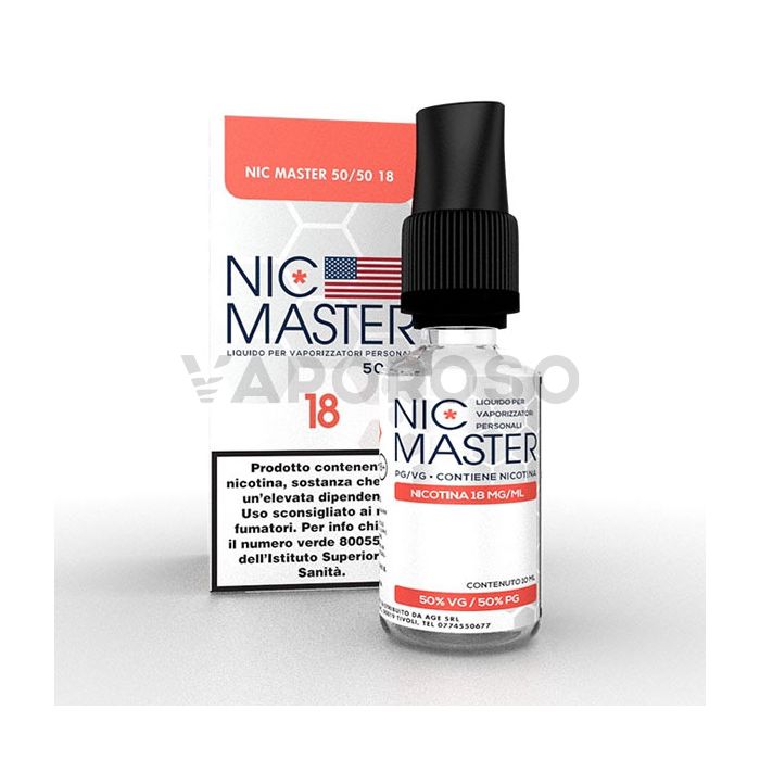 Liquido Base Neutra Nic Master 50/50 con Nicotina 18mg in flacone da 10ml TPD