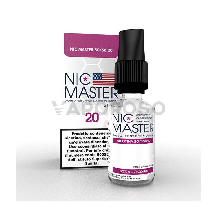 Liquido Base Neutra Nic Master 50/50 con Nicotina 20mg in flacone da 10ml TPD