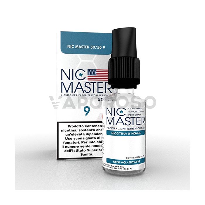 Liquido Base Neutra Nic Master 50/50 con Nicotina 9mg in flacone da 10ml  TPD- Vaporoso