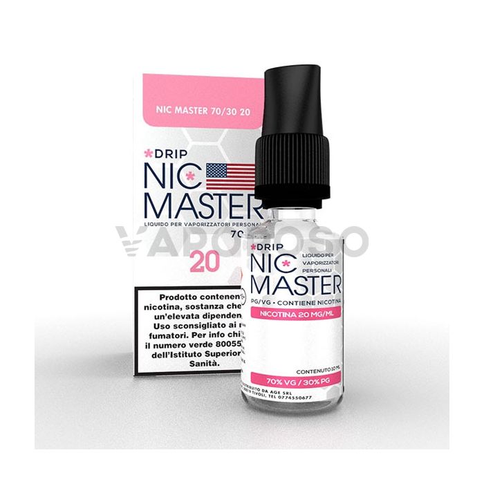 Liquido Base Neutra Nic Master 70/30 con Nicotina 20mg in flacone da 10ml TPD