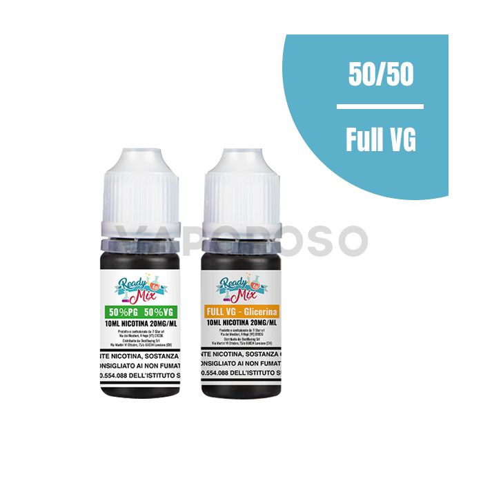 Liquido Base Ready To Mix con Nicotina 10ml - 50/50 e Full VG con nicotina 20mg