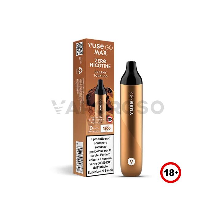 Vuse Go Max Creamy Tobacco- SENZA NICOTINA - 1500 Puff - Usa e Getta