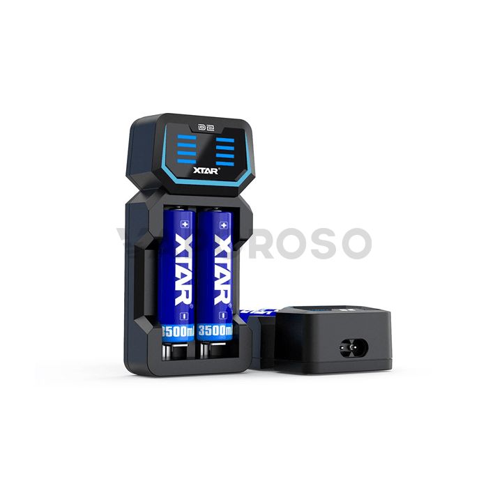 Xtar D2 Caricabatterie con Alimentatore Integrato