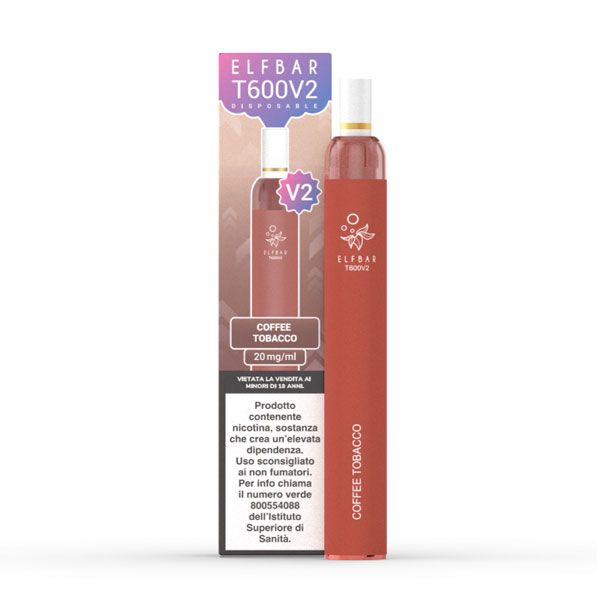 elfbar 600 come funziona Elf Bar T600 V2 Coffee Tobacco - Puff - Usa e Getta tappo paff fumo Nicotine:10 mg Elfliq Cotton Candy Ice