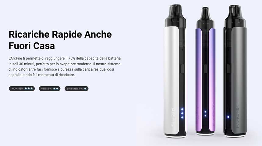 Innokin Arcfire sigaretta elettronica ricarica batteria