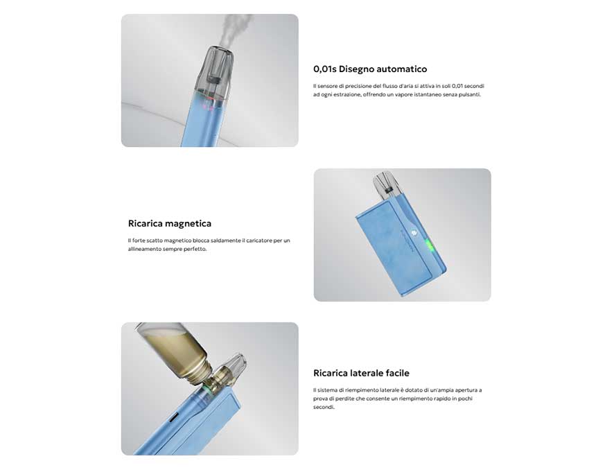 EZ Leva Innokin Pod Kit con Powerbank 2000mAh caratteristiche pod, aggancio e refill