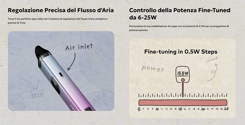 Innokin Trine Pod Mod regolazione e controllo della potenza