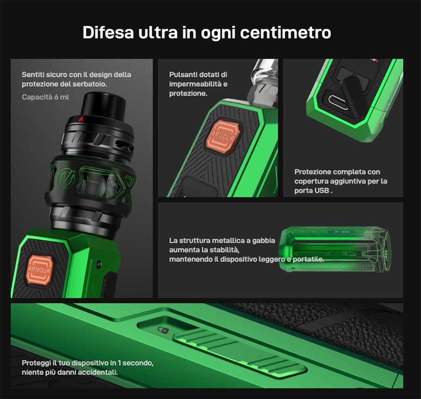 Armour Ultra Vaporesso 5500mAh 100W Kit struttura