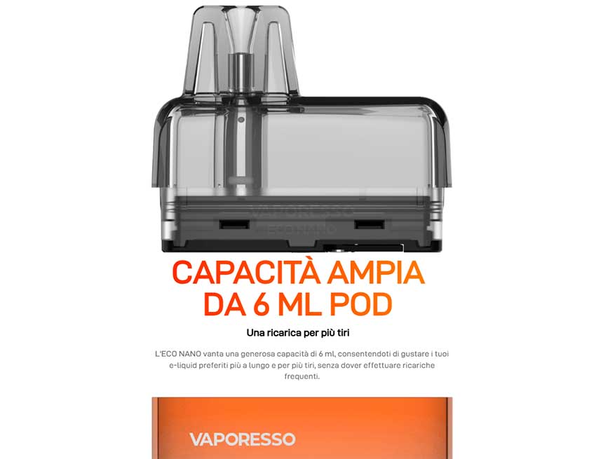 Vaproesso Eco Nano Pod sigaretta elettronica capacità serbatoio da 6ml