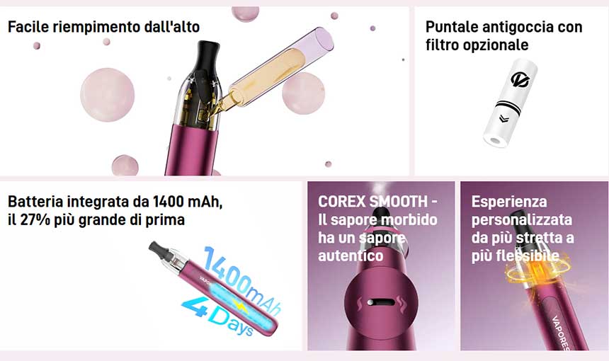 Eco One Pro Vaporesso Pod Mod Kit 1400mAh 2ml caratteristiche principali