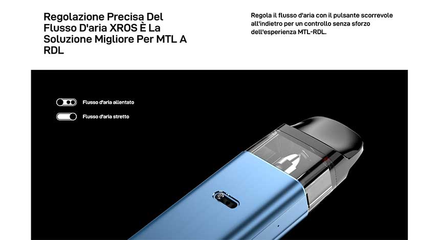 XROS 4 Vaporesso Pod Mod Kit regoalzione airflow
