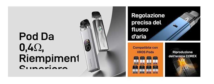 Vaporesso Xros 4 Mini Pod Kit caratteristiche principali