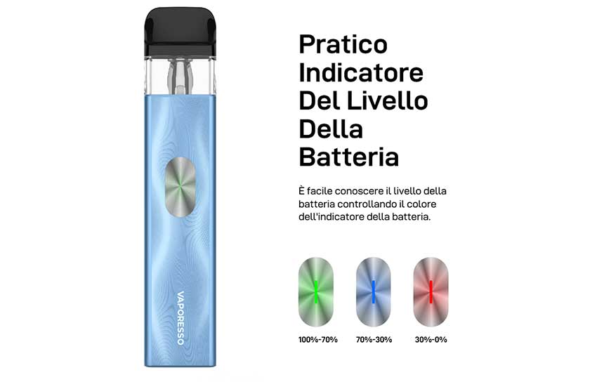 Vaporesso Xros 4 Mini indicatore LED batteria