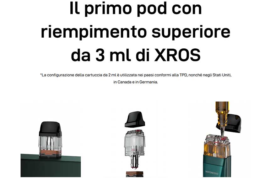 Vaporesso XROS Pro refill superiore del liquido