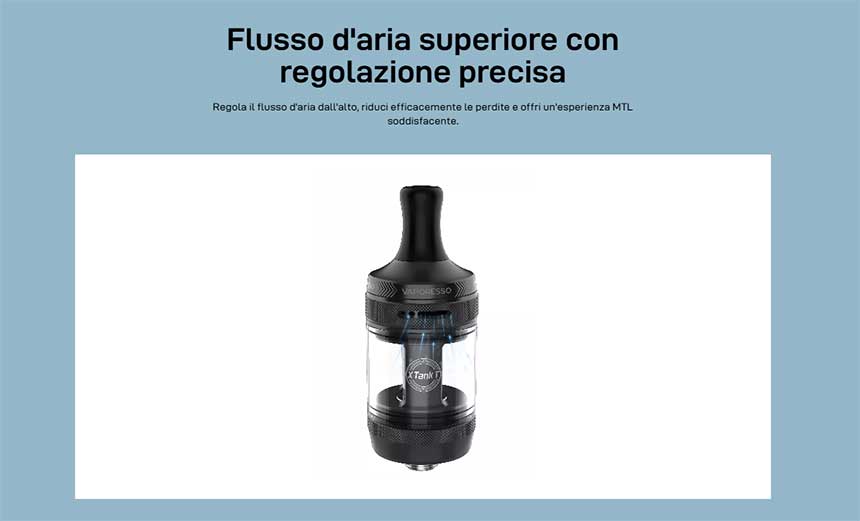XTank T Vaporesso Atomizzatore 3ml airflow regolabile