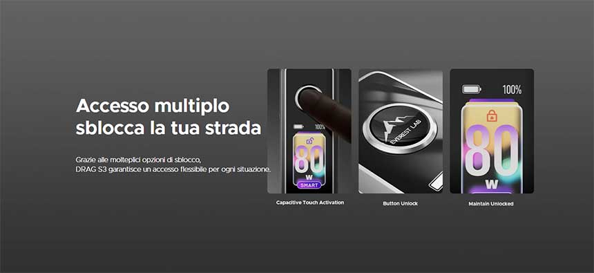 Drag S3 Voopoo Pod Kit 3000mAh 60W opzioni di sblocco