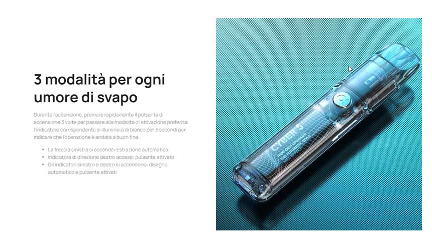 Cyber S Aspire Pod Mod Kit 700mAh 3 modalità di tiro