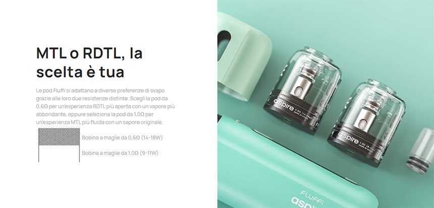 Aspire Fluffi Pod Mod tiro MTL e RDL