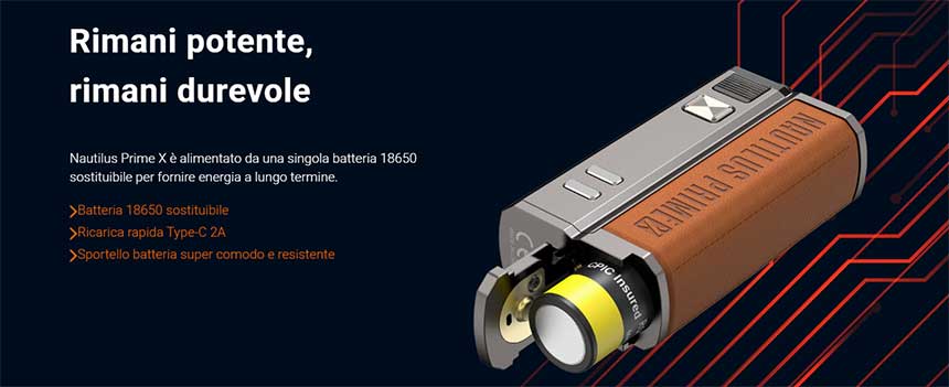Nautilus Prime X Aspire 60W batteria