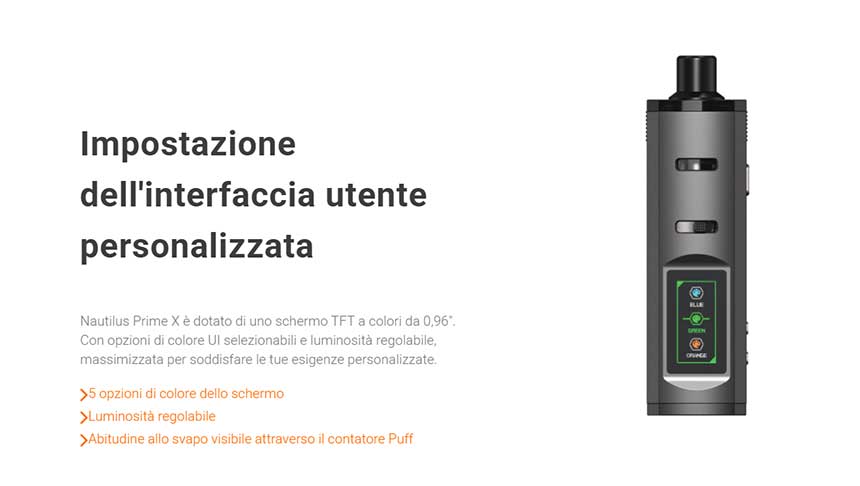 Nautilus Prime X Aspire 60W display