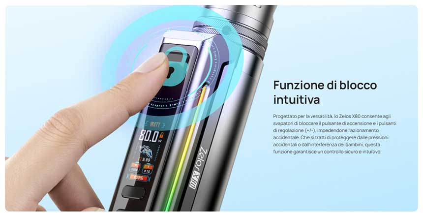 Zelos X80 Aspire Kit 18650 80W funzione di blocco