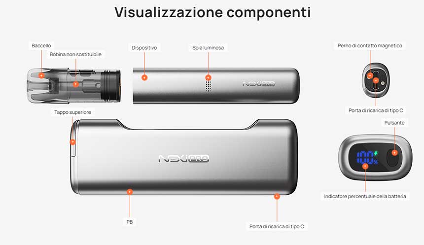 Nexi Pro Aspire Startet Kit 2000mAh 2ml componenti