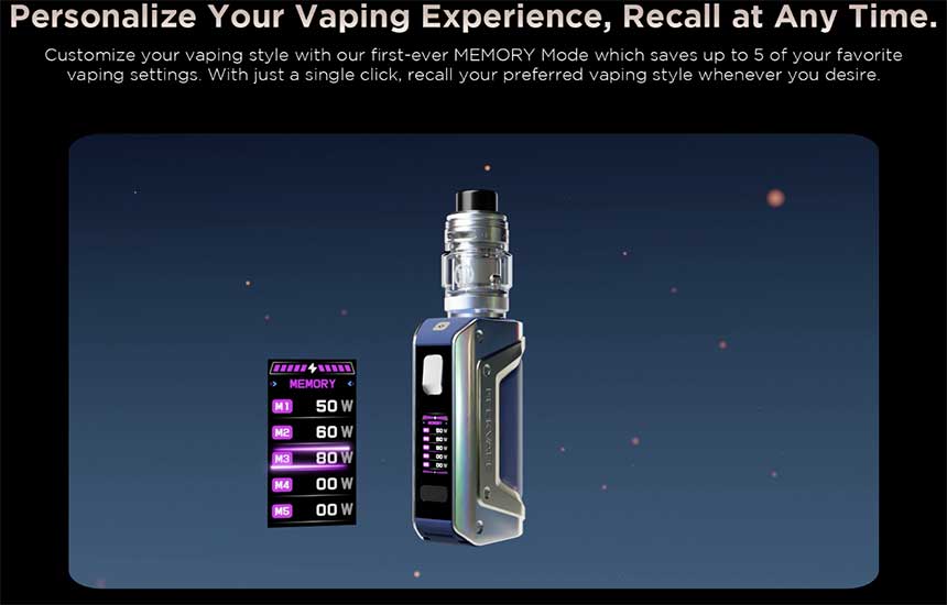 Aegis Legend 3 Geekvape sigaretta elettronica modalità di svapo memory