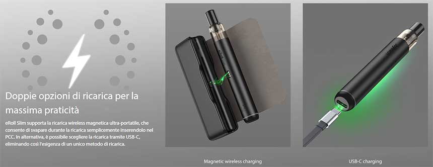 eRoll Slim Joyetech Starter Kit con due opzioni di ricarica