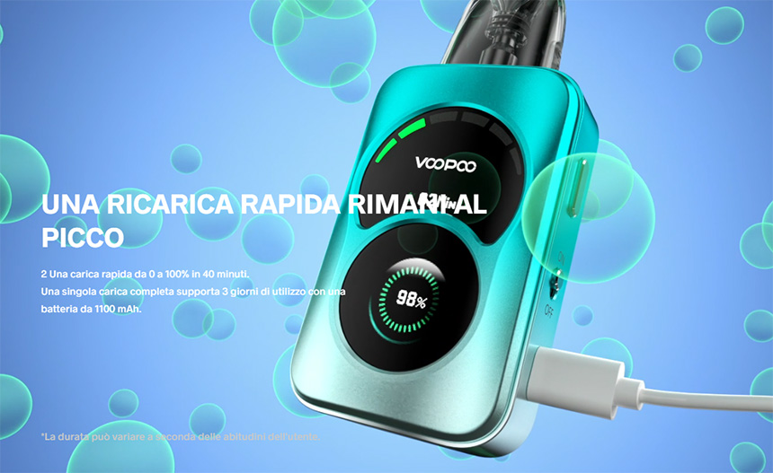 Voopoo Argus A Caratteristiche batteria 1100mAh