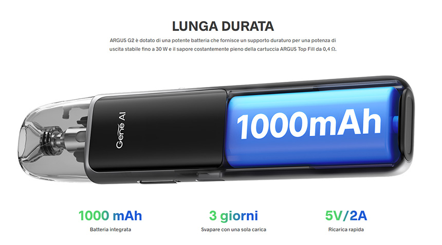 Argus G2 Voopoo Durata batteria