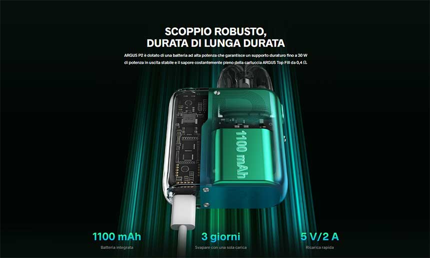 Voopoo Argus P2 Pod Kit batteria