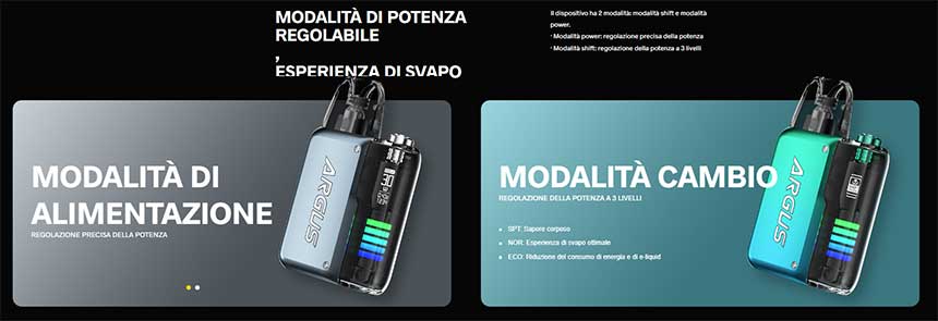 Voopoo Argus P2 Pod Kit modalità di svapo