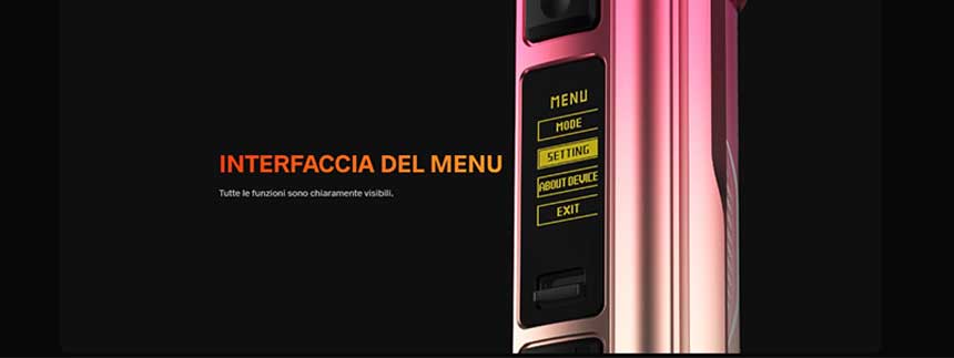 Voopoo Argus Pro 2 sigaretta elettronica interfaccia del menu