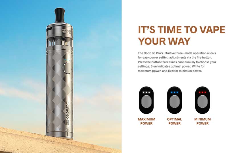  Voopoo Doric 60 Pro Kit livelli di potenza