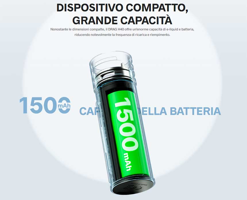 Voopoo Drag H40 sigaretta elettronica batteria