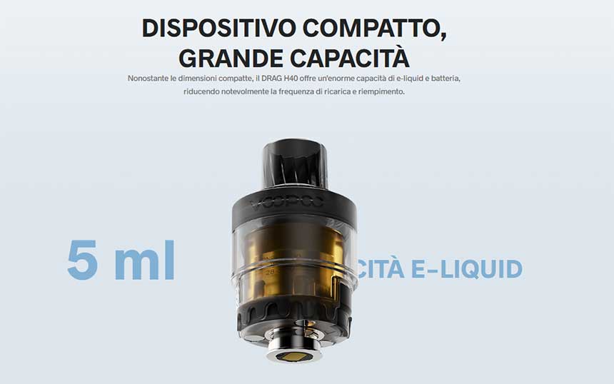 Voopoo Drag H40 sigaretta elettronica capacità serbatoio