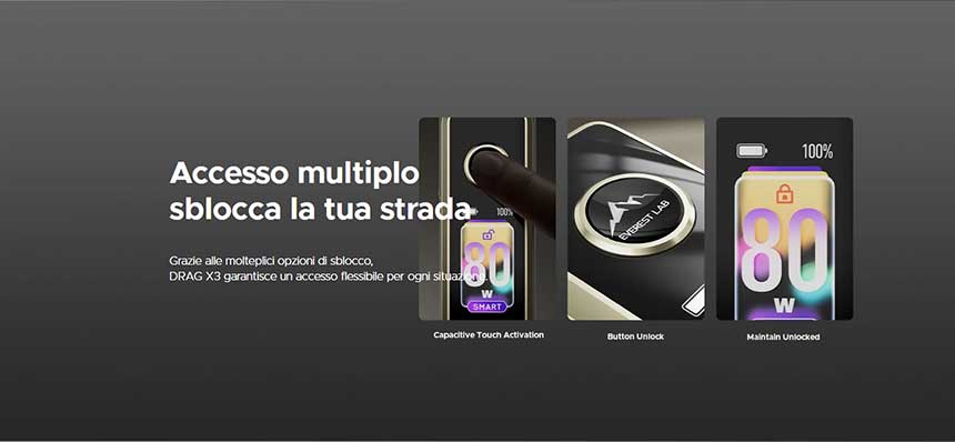 Drag X3 Voopoo Pod Kit 18650 / 21700 80W menu touchscreen versatile