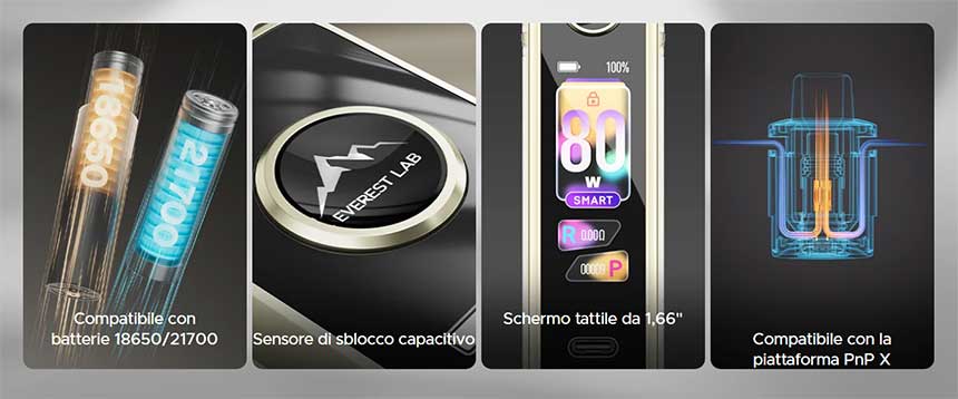 Drag X3 Voopoo Pod Kit 18650 / 21700 80W caratteristiche principali