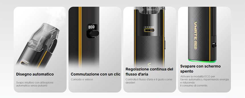 Vmate Pro 2 Voopoo Pod Kit 1500mAh 30W dettagli di svapo