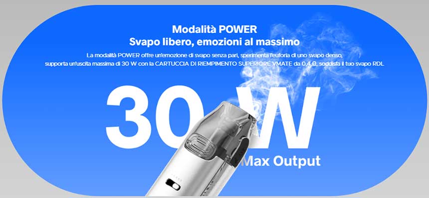 Vmate Pro 2 Voopoo Pod Kit 1500mAh 30W modalità power