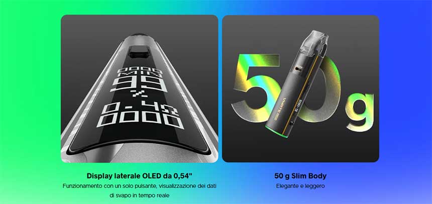 Vmate Pro 2 Voopoo Pod Kit 1500mAh 30W display e peso