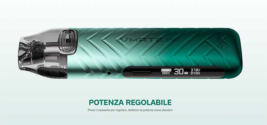 Voopoo Vmate PRO display regolazione potenza